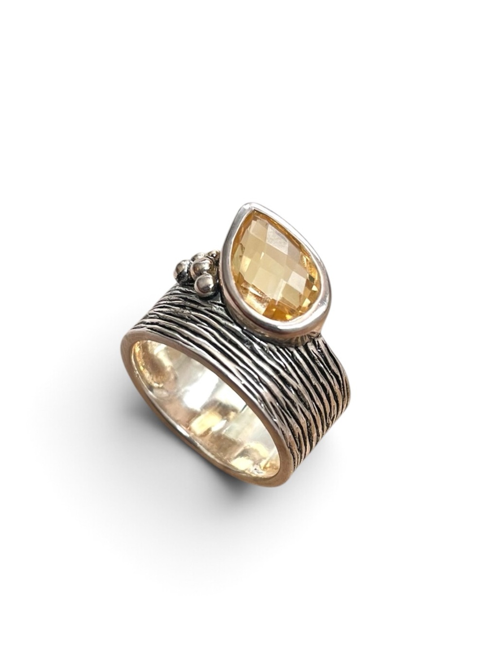 925 Sterling silver natural citrine band ring! US: 8